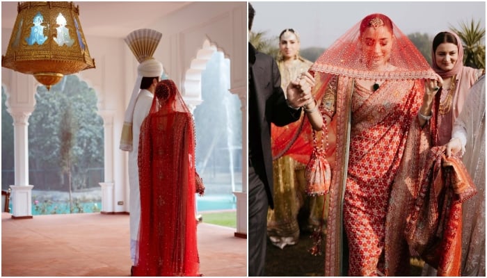 The couple poses for wedding shot. — Instagram/irfanahson