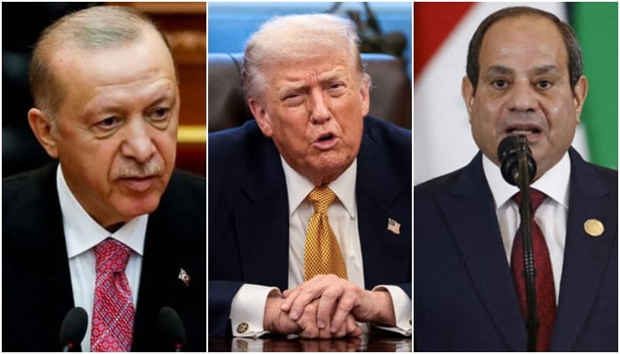 This collage of pictures shows Turkish President Recep Tayyip Erdogan (left) US President Donald Trump (centre) and Egypts President Abdel Fattah al-Sisi. — Reuters/File