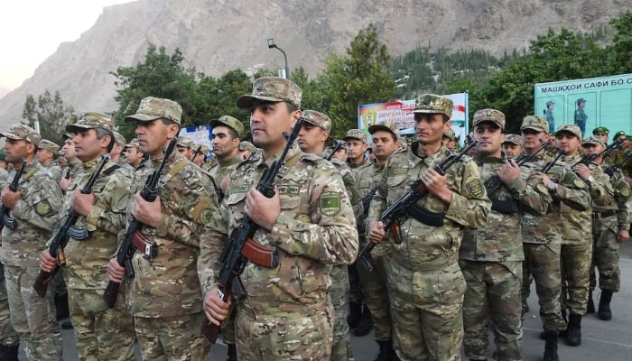 Tajik service members take part in a military parade near the border with Afghanistan in the town of Khorog (Khorugh), Tajikistan. — Reuters/File