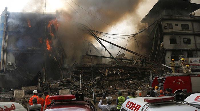 Gul Plaza fire burns for over 18 hours, six dead, several missing