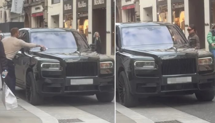 David Beckham snapped removing parking ticket after shopping spree