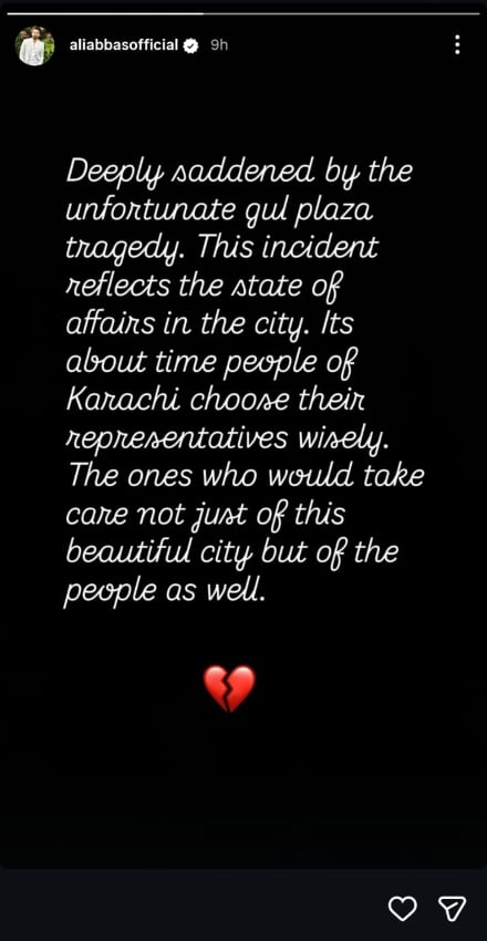 Heartbroken: Pakistani celebrities mourn losses, pray for victims of Gul Plaza fire