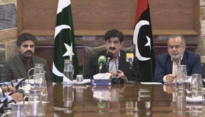 Sindh Chief Minister Murad Ali Shah addresses media after meeting on Gul Plaza fire on January 19, 2026. — Facebook/Bilawal House