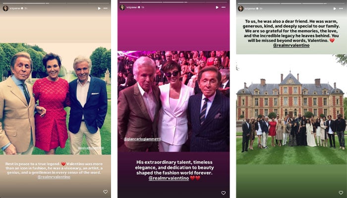 Kris Jenner bids farewell to fashion icon Valentino in emotional tribute