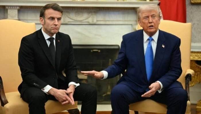 US President Donald Trump meets French President Emmanuel Macron at the White House in Washington, DC, on February 24, 2025. — AFP
