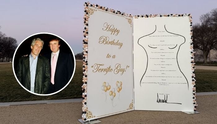 Giant replica of Trumps alleged birthday note to Epstein installed on National Mall