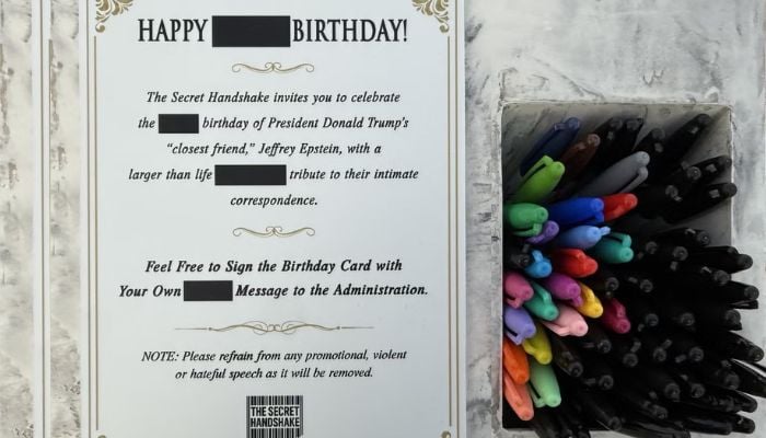 Giant replica of Trumps alleged birthday note to Epstein installed on National Mall