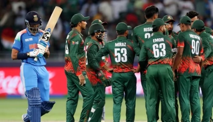 Indias Axar Patel looks dejected after losing his wicket during their game against Bangladesh at Dubai International Cricket Stadium, UAE, February 20, 2025. — Reuters