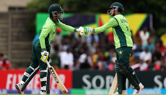 Pakistan U19 batters Sameer Minhas and Usman Khan in action during U19 World Cup group stage match against Zimbabwe at the Takashinga Sports Club, Harare, Zimbabwe, January 22, 2026. — PCB