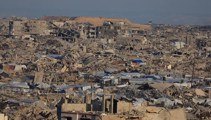 A general view of destroyed houses in areas marked as Yellow Line by the Israeli military, in east of Gaza City, January 16, 2026. — Reuters