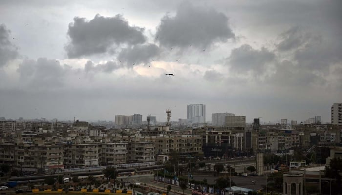 A beautiful winter scene as light drizzle refreshes the city, further extending the cold wave and adding to its urban charm, Karachi, January 22, 2026. — APP