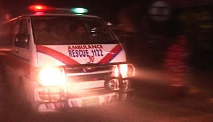 The representational image shows an ambulance speeding towards a destination. — Geo News/Screengrab/