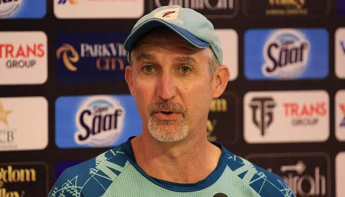 Former Australian player Jason Gillespie addresses a press conference in Rawalpindi Cricket Stadium. — Reuters/File