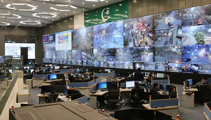 Staff oversee real-time monitoring inside the Punjab Safe Cities Authoritys control room. — Facebook/@punjabsafecities/File