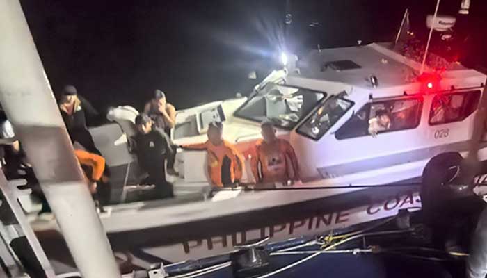 Philippine Coast Guard boat takes part in search and rescue operations after a ferry carrying 342 passengers sank in the southern Philippines. — Facebook/@brigada.daryll