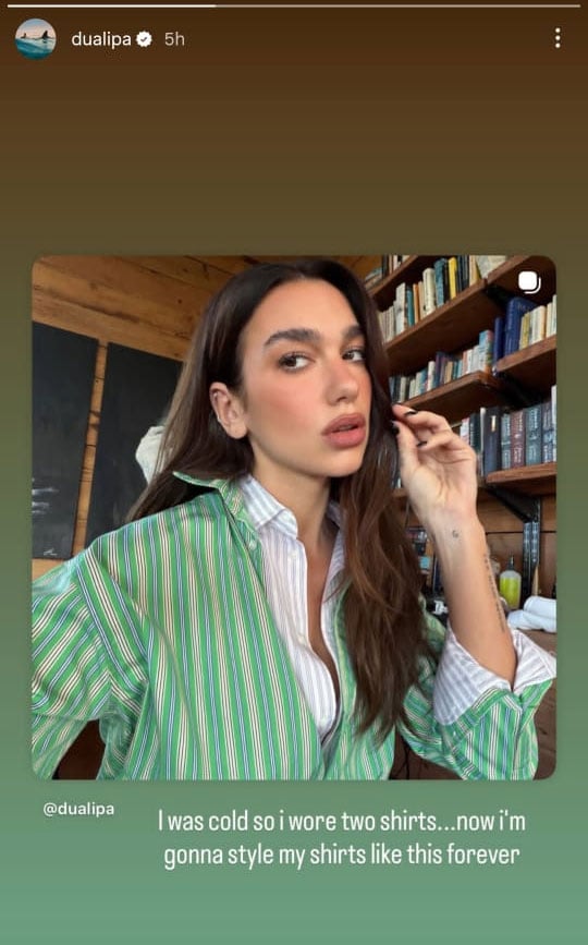 Dua Lipa accidentally finds new way to style her shirts