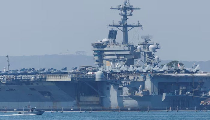 The USS Abraham Lincoln (CVN-72), a Nimitz-class nuclear-powered aircraft carrier, at Naval Air Station North Island in San Diego, California, US August 11, 2025. — Reuters