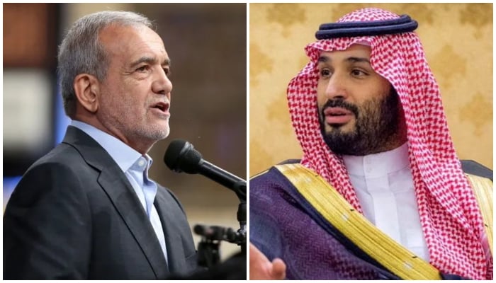 Irans President Masoud Pezeshkian (left) and Saudi Crown Prince Mohammed bin Salman. — AFP/Reuters