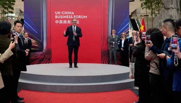 Britains Prime Minister Keir Starmer speaks during the UK-China Business Forum at the headquarters of the Bank of China (BOC) in Beijing, China, January 30, 2026. — Reuters