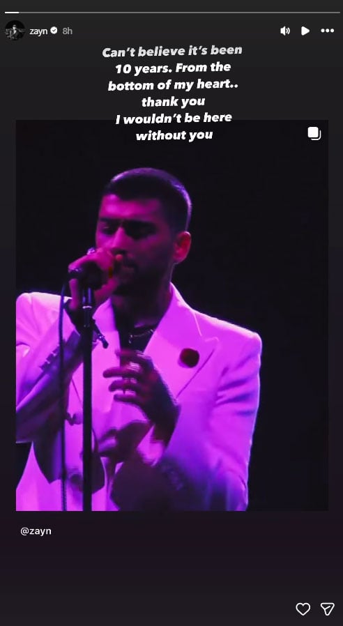 Zayn Malik marks 10 years of hit single ‘Pillowtalk