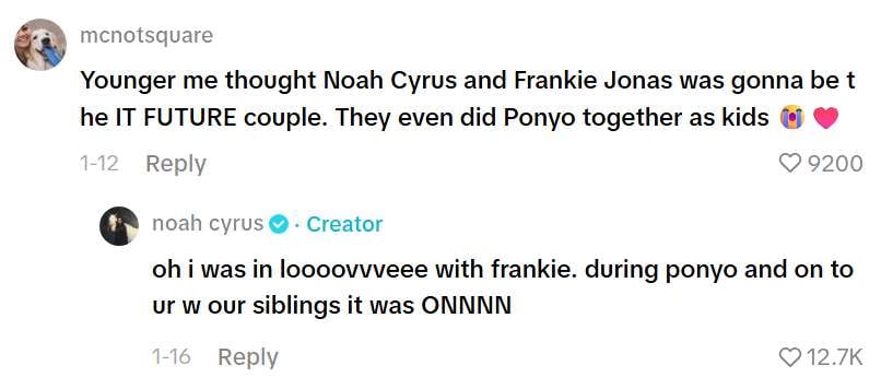 Miley Cyrus sister Noah makes surprise love confession about Jonas brother