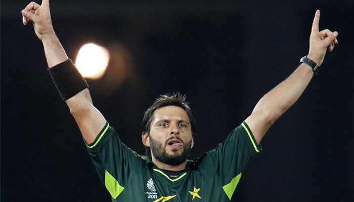 Former captain Shahid Afridi celebrates taking the wicket of Canadas Rizwan Cheema during their ICC Cricket World Cup group A match in Colombo March 3, 2011. — Reuters/File