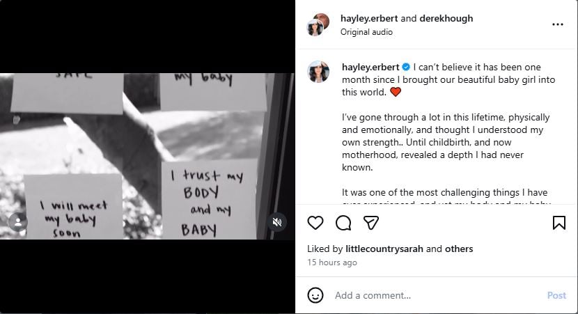 Derek Hough, Hayley Erbert mark one month of parenthood