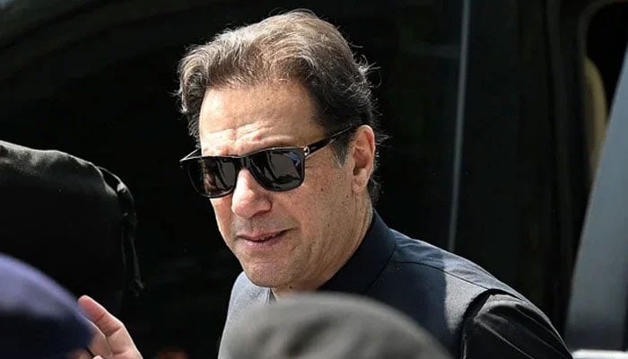 Pakistan Tehreek-e-Insaf (PTI) founder Imran Khan arrives to appear in the Supreme Court in Islamabad on July 24, 2023. — AFP