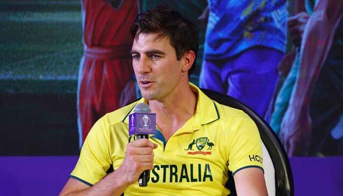 Australias Pat Cummins addresses the captains day ceremony during ICC World Cup 2023 in Narendra Modi Stadium, Ahmedabad, India. — Reuters/File