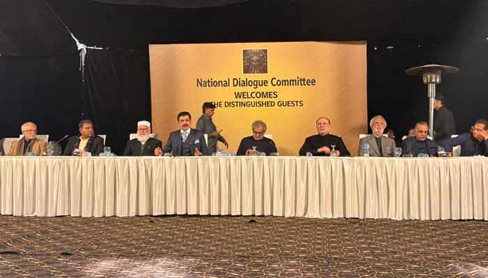 Former PTI leaders and other politicians attend the National Dialogue Committee (NDC) conference in Islamabad, on January 7, 2026. — Facebook