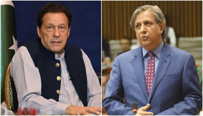 This collage shows PTI founder Imran Khan (left) and Law Minister Azam Nazeer Tarar. — AFP/National Assembly of Pakistan