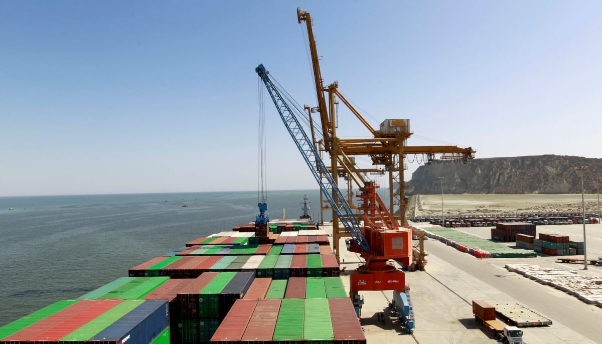 A container is loaded on to the Cosco Wellington, the first container ship to depart after the inauguration of the China-Pakistan Economic Corridor port in Gwadar on November 13, 2016. — Reuters