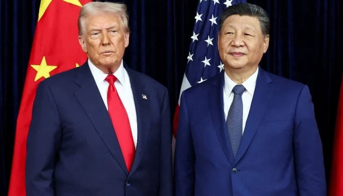 US President Donald Trump with Chinese President Xi Jinping as they hold a bilateral meeting at Gimhae International Airport, on the sidelines of the Asia-Pacific Economic Cooperation (APEC) summit, in Busan, South Korea, October 30, 2025. — Reuters