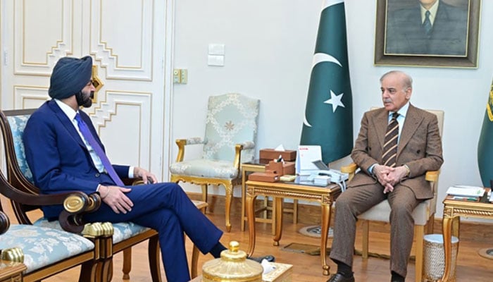 World Bank President,  Ajay Banga (left), calls on Prime Minister Shehbaz Sharif in Islamabad on February 2, 2026. — Online