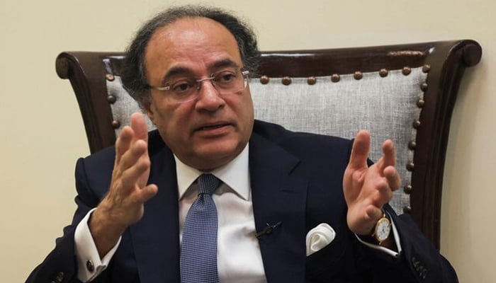Finance Minister Muhammad Aurangzeb speaks during an interview with Reuters at his office in Islamabad, July 19, 2024. — Reuters