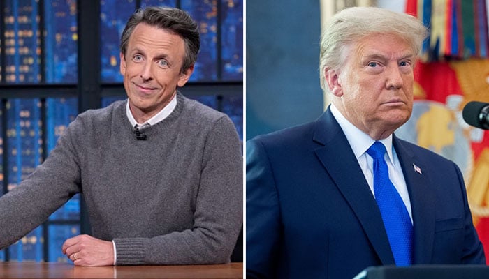 Seth Meyers roasts Donald Trump for excuses he gave for not attending Super Bowl LX
