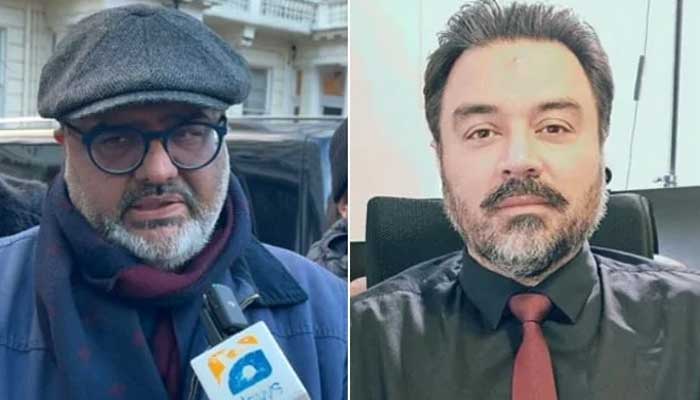 A collage showing former adviser to PM Shahzad Akbar (left) and Adil Raja. — Geo News/Murtaza Ali Shah