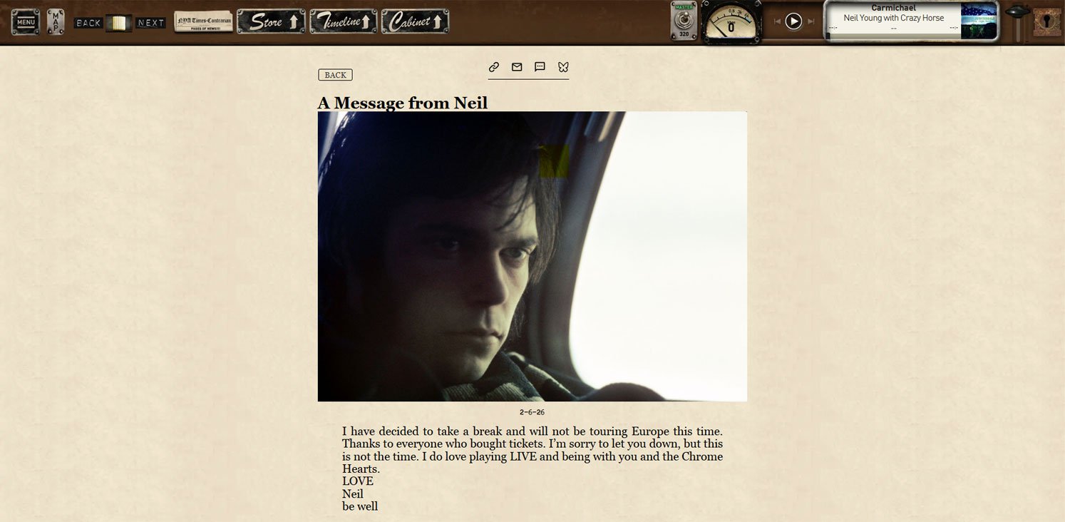 Neil Young apologises to fans after heartbreaking decision