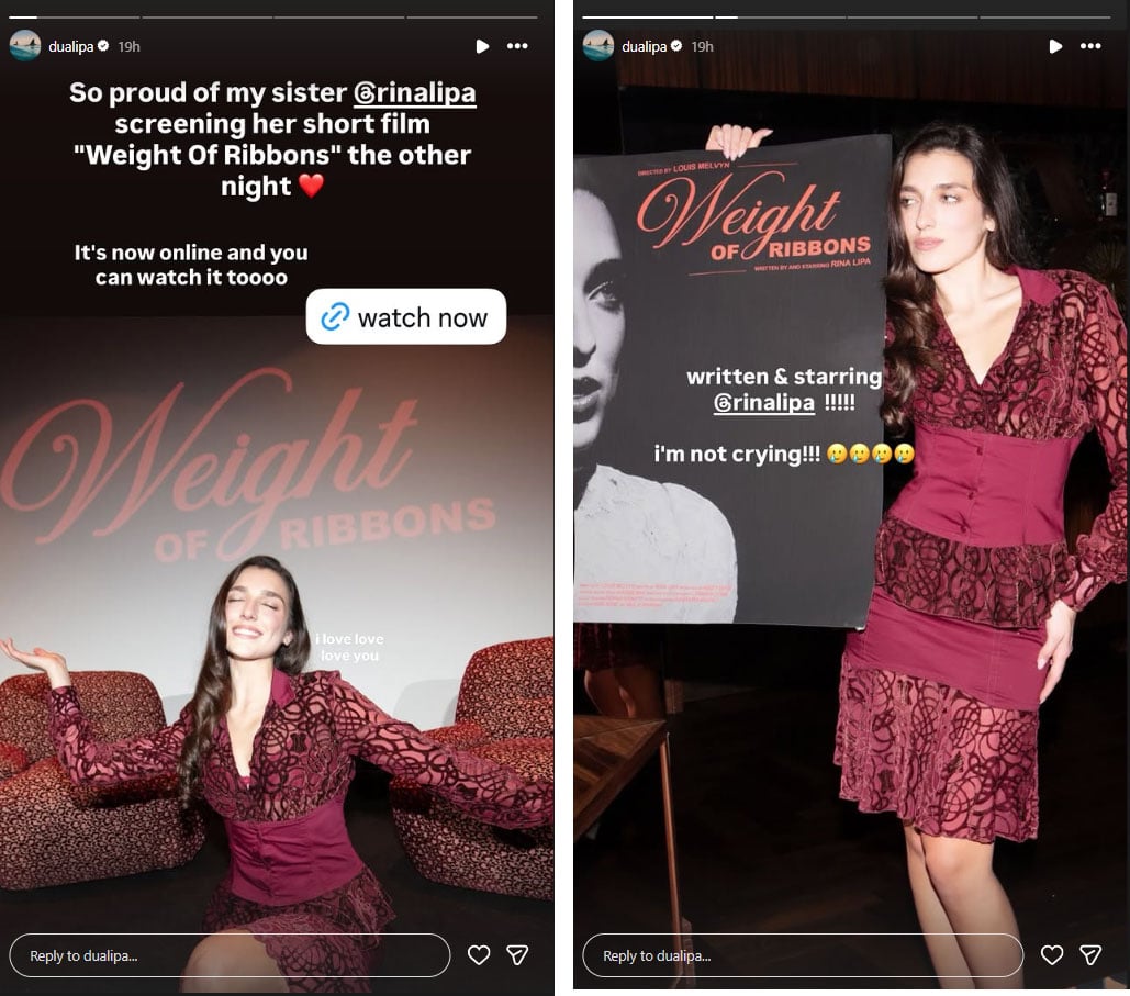 Dua Lipa gets emotional on sister Rinas new career milestone