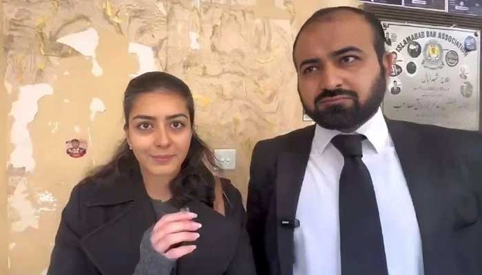 Rights activist Imaan Mazari pictured with her husband Advocate Hadi Ali Chattha. — X@FaizQureshiUK/File