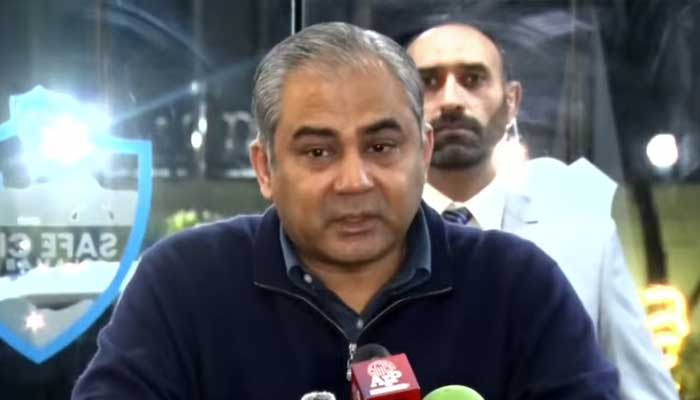 Interior Minister Mohsin Naqvi addresses a press conference in Islamabad, February 7, 2026. — Screengrab via YouTube/Geo News