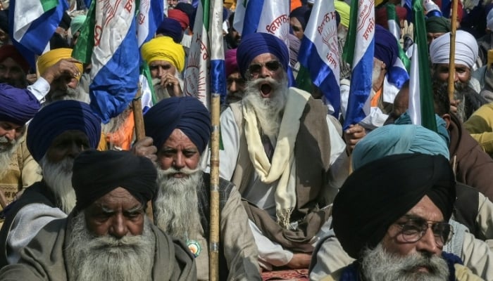 Farmers shout slogans as they protest after the India-US trade deal announcement in Amritsar on February 5, 2026. — AFP