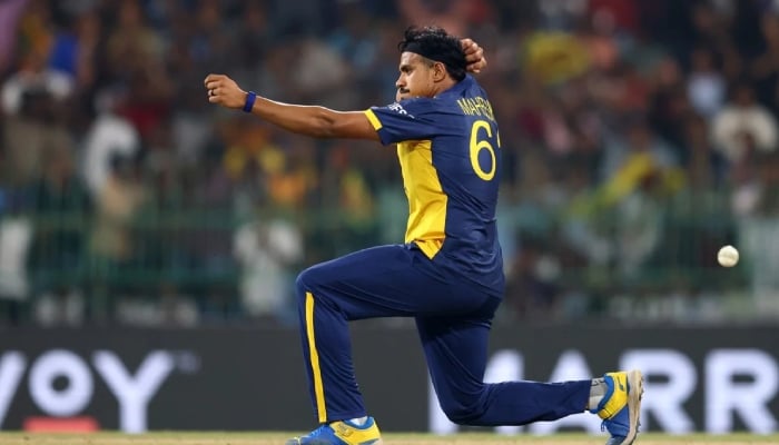 Sri Lankas Maheesh Theekshana celebrates a wicket during their ICC Mens T20 World Cup match against Ireland at R Premadasa Stadium, Colombo, February 8, 2026. — ICC