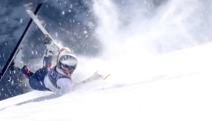 Lindsey Vonn of the United States crashes during the womens downhillMilano Cortina 2026 Olympics, Alpine Skiing, Womens Downhill, Tofane Alpine Skiing Centre, Belluno, Italy, February 08, 2026. — Reuters