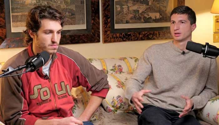 PTI founder Imran Khans sons Kasim Khan (left) and Sulaiman Khan speak during an interview with Sky News. — Sky News