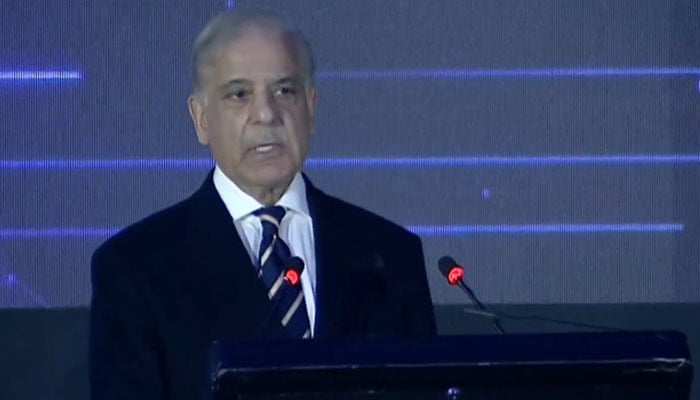 Prime Minister Shehbaz Sharif addresses inauguration ceremony of Indus AI Week 2026 in Islamabad, February 9, 2026. — Screengrab via YouTube/Geo News