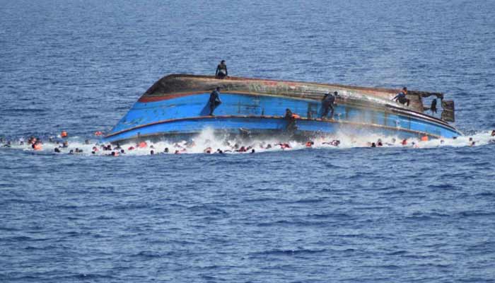 A representational image shows a ship capsizing in the sea. — Reuters