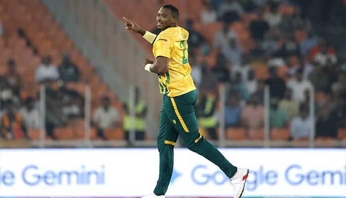 South Africas Lungi Ngidi celebrates a wicket during the ICC Mens T20 World Cup 2026 match against Canada at Narendra Modi Stadium, Ahmedabad, on February 9, 2026. — ICC