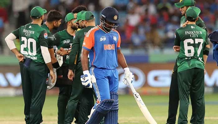 Indias Sanju Samson walks after being bowled out by Pakistans Haris Rauf during their Asia Cup encounter at Dubai International Cricket Stadium, Dubai, United Arab Emirates, September 21, 2025. — Reuters