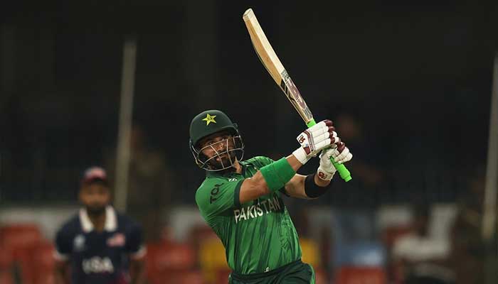 Pakistans Sahibzada Farhan plays a shot during ICC Mens T20 World Cup match against USA at the SSC Ground in Colombo on February 10, 2026. — PCB